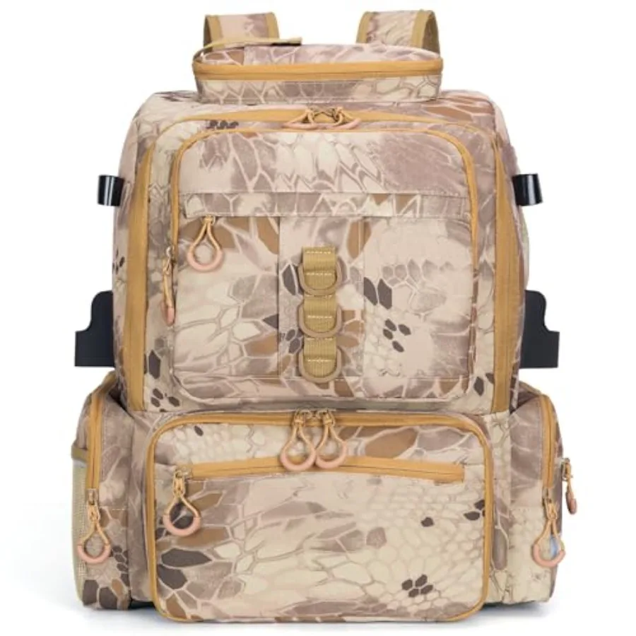 

Fishing Tackle Backpack, 45L Storage Waterproof Travel Bag Store Fishing Gear with Insulated Top Pocket