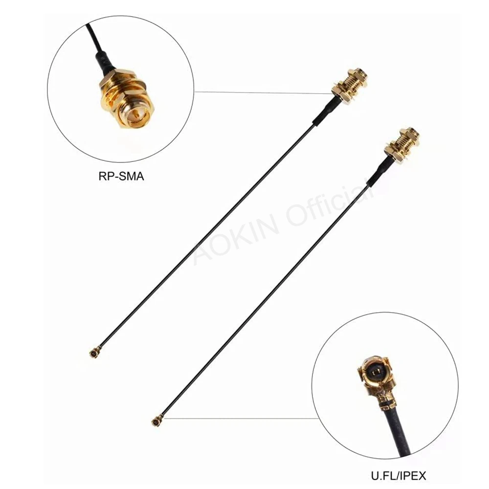 2 x 8dBi 2.4GHz 5.8GHz Dual Band WiFi RP-SMA Male Antenna +2 x 35CM U.FL/IPEX to RP-SMA Pigtail Cable for WiFi Router Wireless