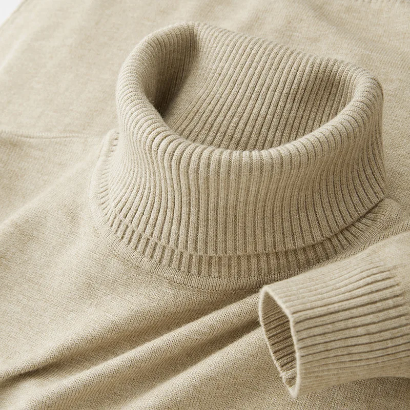 

Autumn Winter High Ne Men's Sweater Long Sve Casual Color Inner Wear Warm Collar Stand up Knitted irt Slim Fit