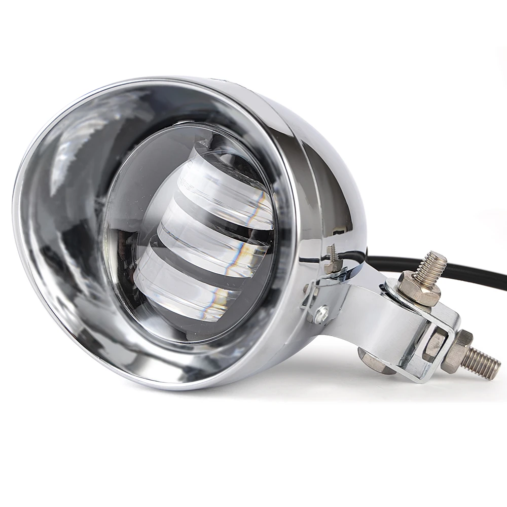8MM 25W Chrome Bullet LED Motorcycle Fog Light Auxiliary Lamp for Harley Choppers Cafe Racers Scooter Motorbike Front Indicator