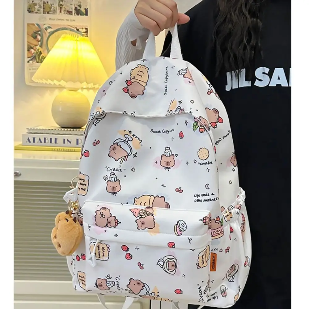 New Simple Capybara Backpack Cartoon Large Capacity School Bags Pattern Shoulder Bags Teenagers