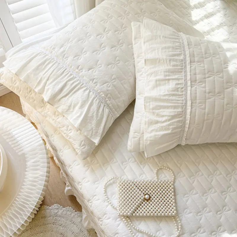 Solid Color Pillowcase Lace Style Pillowslip 2pcs Rectangle Pillow Cover Skin-friendly Pillowsham 48x74cm funda almohada