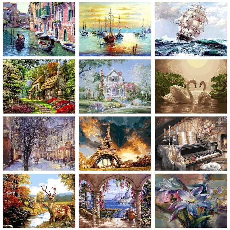 

CHENISTORY Paint By Number City Landscpe For Adults DIY Frame Picture By Numbers Acrylic Paint On Canvas Home Decor