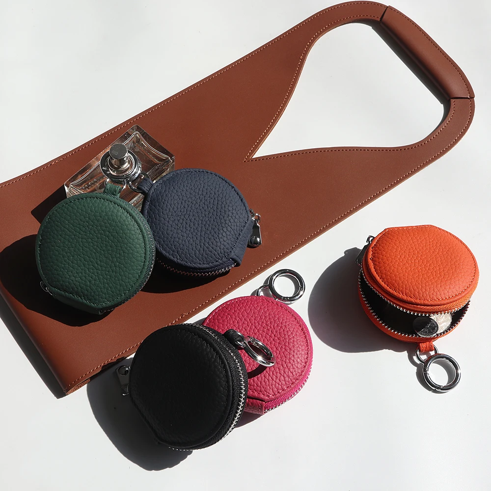 Benutzerdefinierte Buchstaben Runde Kopfhörer Tasche Gravieren Name Mini Lagerung Tasche Echtes Leder Reißverschluss Luxus Geldbörse Beutel Schlüssel Brieftasche Geschenk – Detail 8