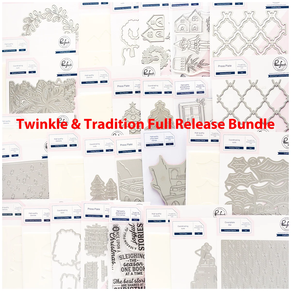 

Twinkle & Tradition Full Release Bundle Clear Stamps Metal Cutting Dies Stencil Hot Foil Press DIY Scrapbooking Christmas Lights