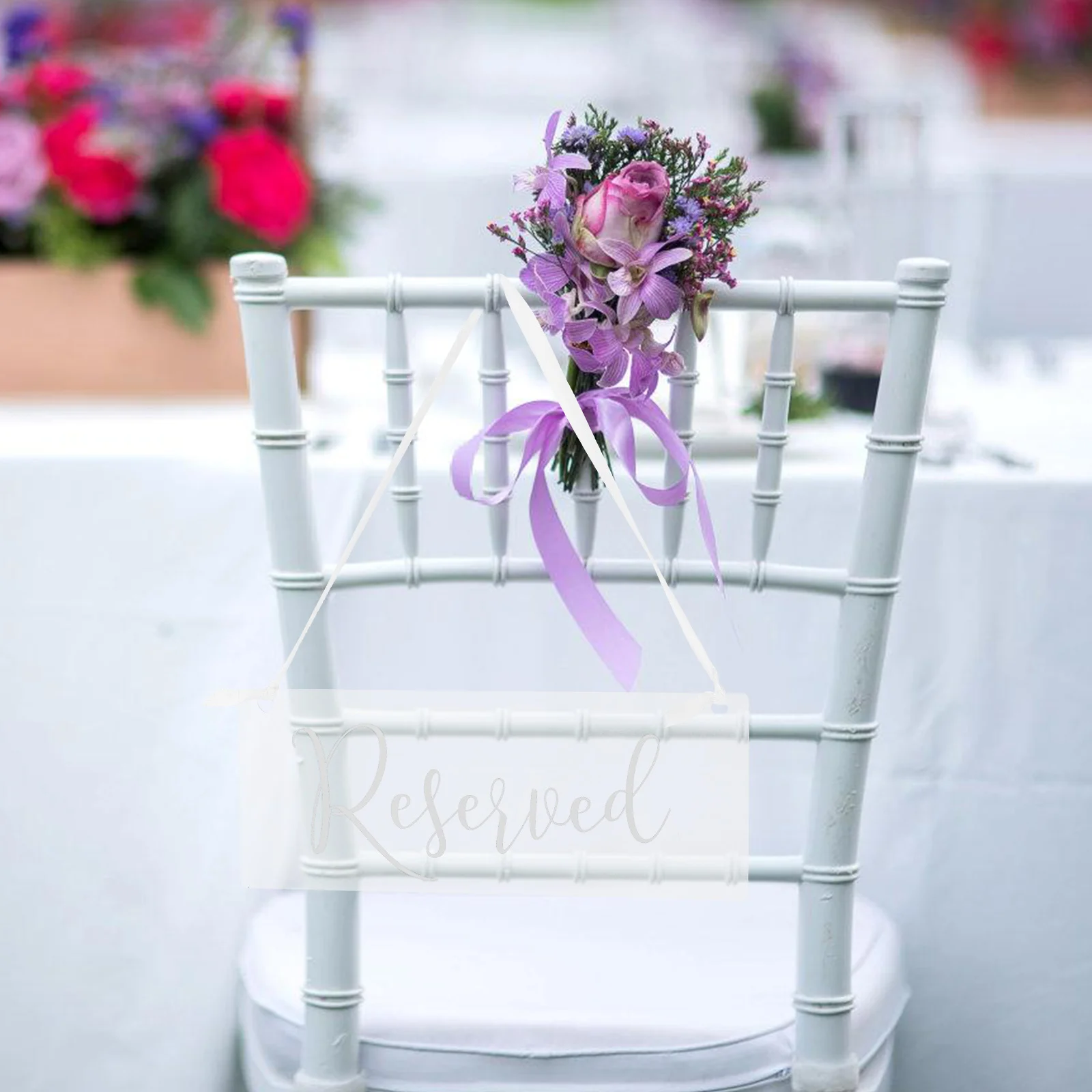 

6pcs Wedding Chair Signs Acrylic Tags 10x25cm Black Seating Decor Party Bride Birthday Reusable Table Reserved Sign