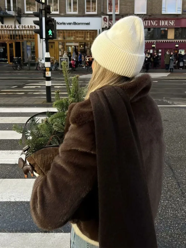 

HH женское модное однобортное однобортное короткое пальто с лацканами и длинными рукавами, украшение с карманами, женское повседневное тонкое пальто с эффектом искусственного меха