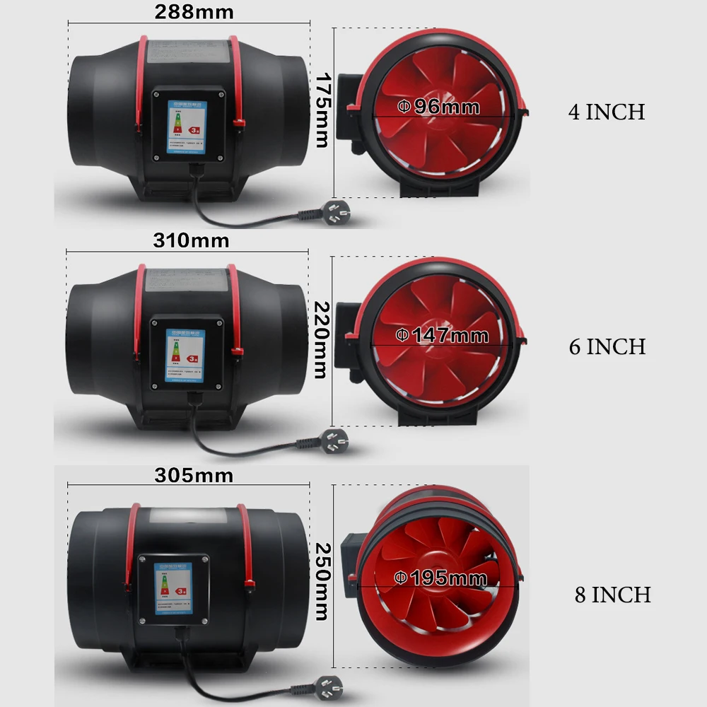 4/5/6inch Duct Fan Full Kit Set Speed Controller Fan+Carbon Filter For Hydroponics Grow System Greenhouse Grow Tent Grow Box