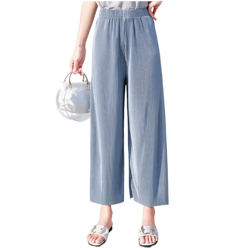 

Vintage Soft Ankle-Length Pants 2024 Summer Women Streetwear Loose High Waist Trousers New Fashion Clothes -