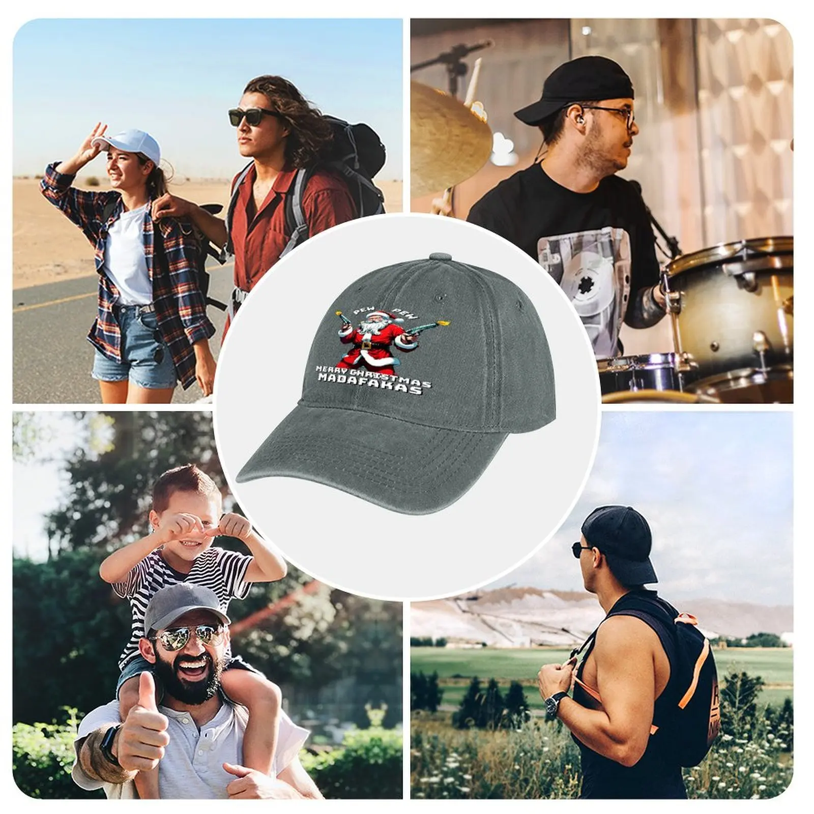 Madafakas con estampado de Feliz Navidad Pew, sombrero protector solar para exteriores, sombrero de papá, regalo de cumpleaños, gorra de camionero, sombrero informal ajustable Unisex