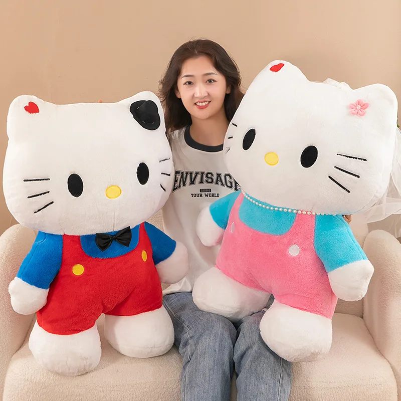 80 Big Size Hello Kitty Anime Plushies Kawaii KT Cat Stuffed Soft Plush Doll Couple Wedding Room Decoration Gift for New Couple