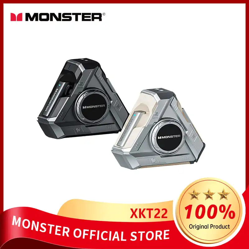 Monster XKT22 TWS Wireless Bluetooth 5.4 Earphones Low Latency Gaming Earbuds Fingertip Gyroscope Headset HD Call Noise Reductio