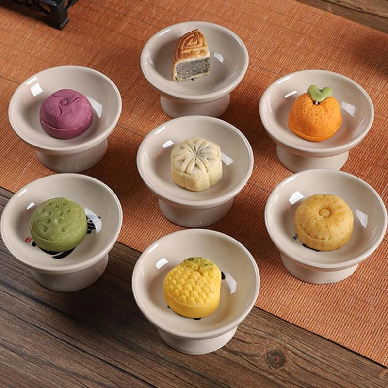 

Chinese Mini Tea Fruit Bowl Snacks Cakes Dessert Fruit Plates Ceramic Tray Dried Fruit Plate Hotel Kitchen Dinner Table Decor