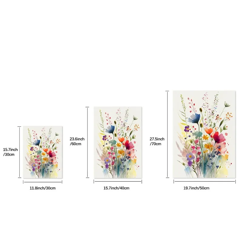 Set of 3 Wildflowers Watercolour Poster Flower Set Print Decorative Canvas Painting Bedroom Living Room Frameless Wall Art
