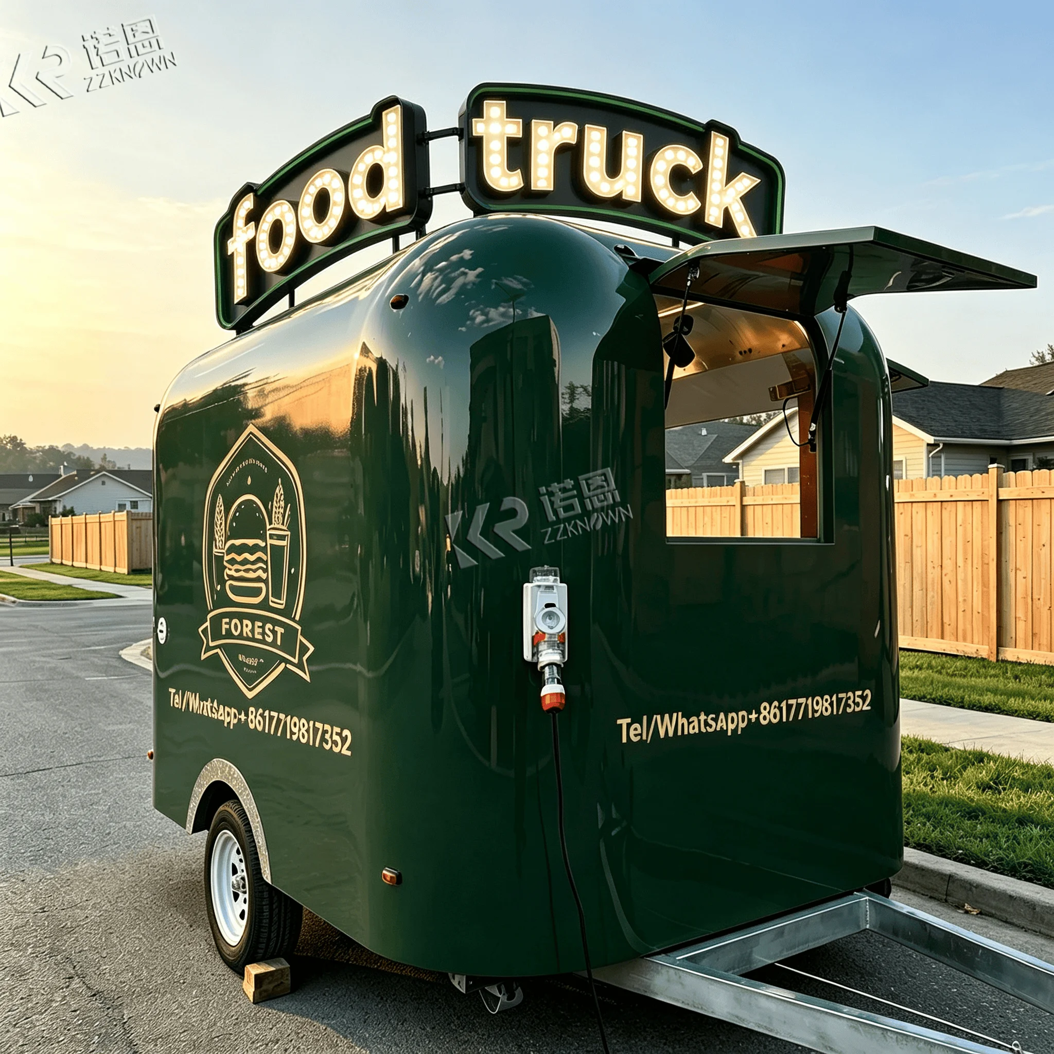 Ice Cream Fully Glassed Equipped Cart Waffle Food Truck Coffee Crepe Food-trailer