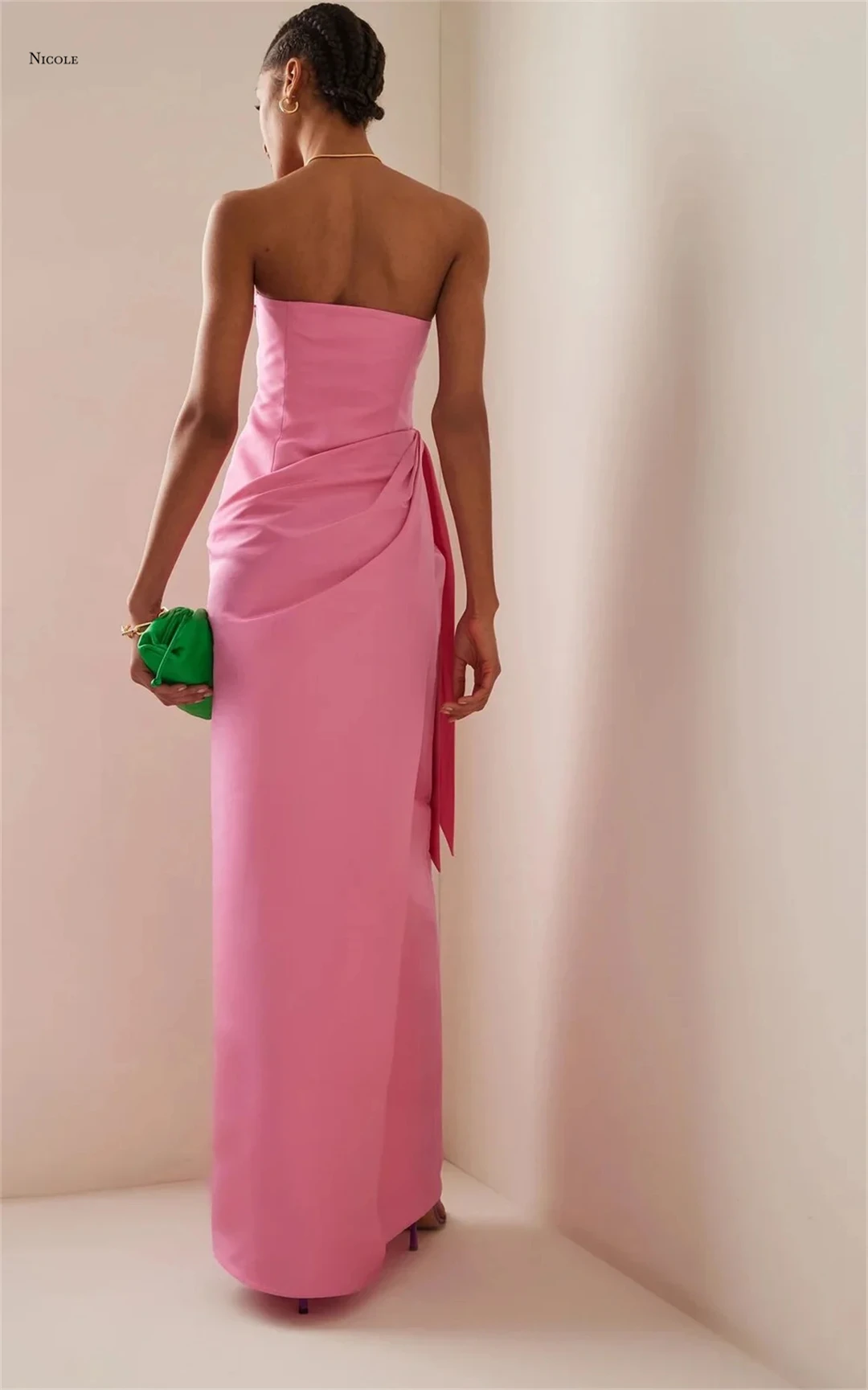 

Nicole Line A Formal Dresses for Special Occasions Custom Made Elegant Women's Dresses for Wedding Party Dress Belt Satin Cloth
