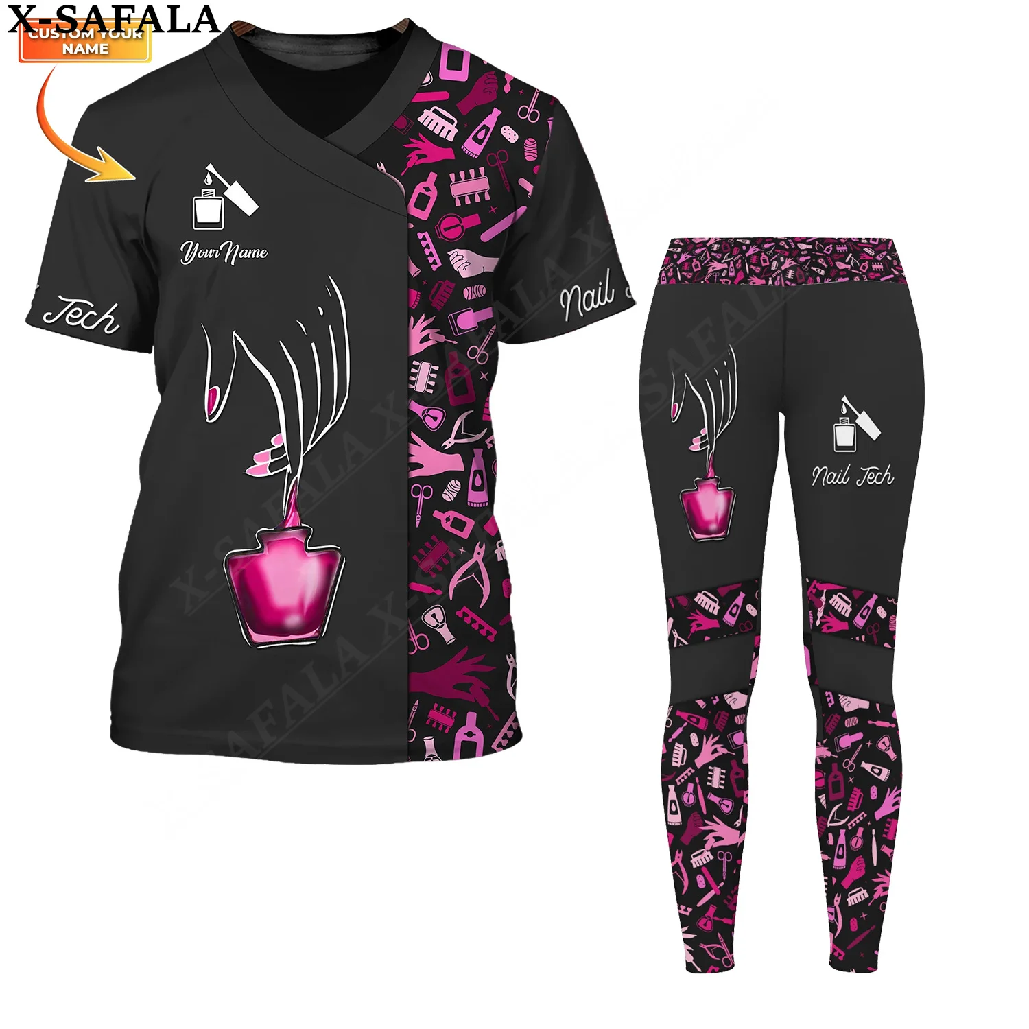 

Футболка и леггинсы для девушек, с круглым вырезом и 3D-принтом