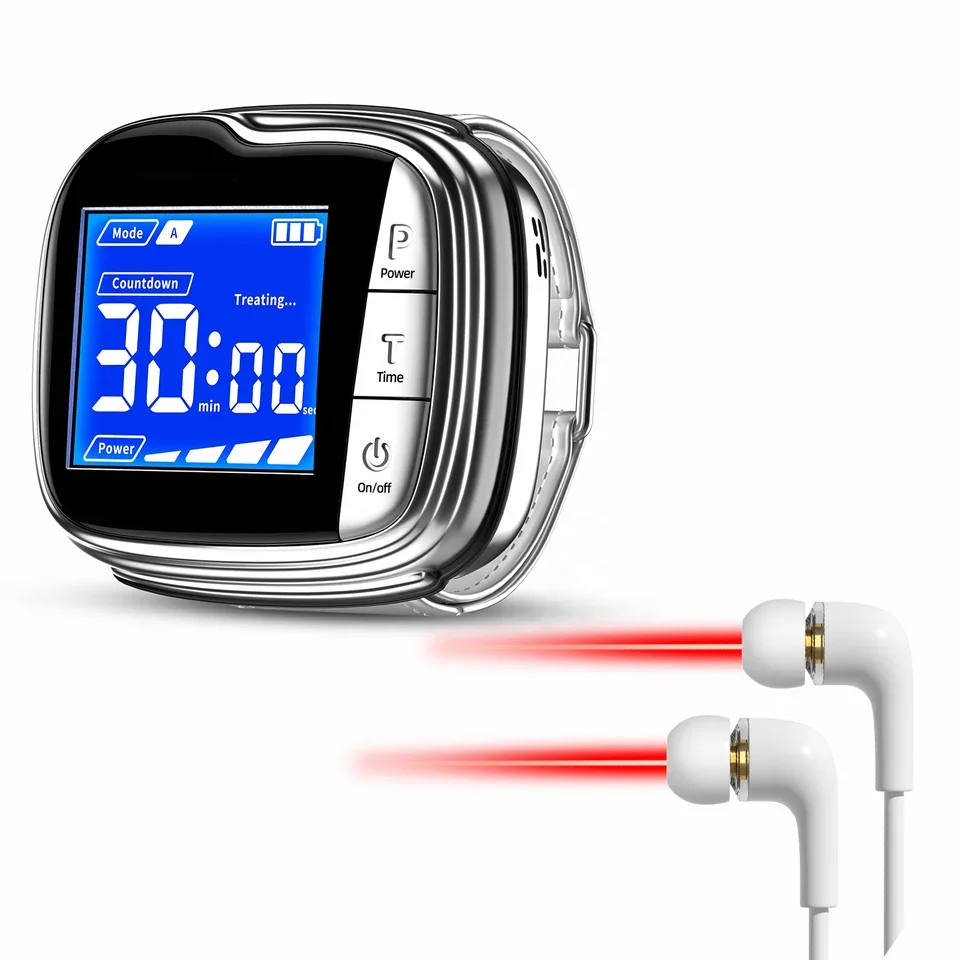 Inner Ear Tinnitus Treatment Device Low Level Laser Therapy Wrist Watch LLLT Hypertension Health Care Medical Equipment