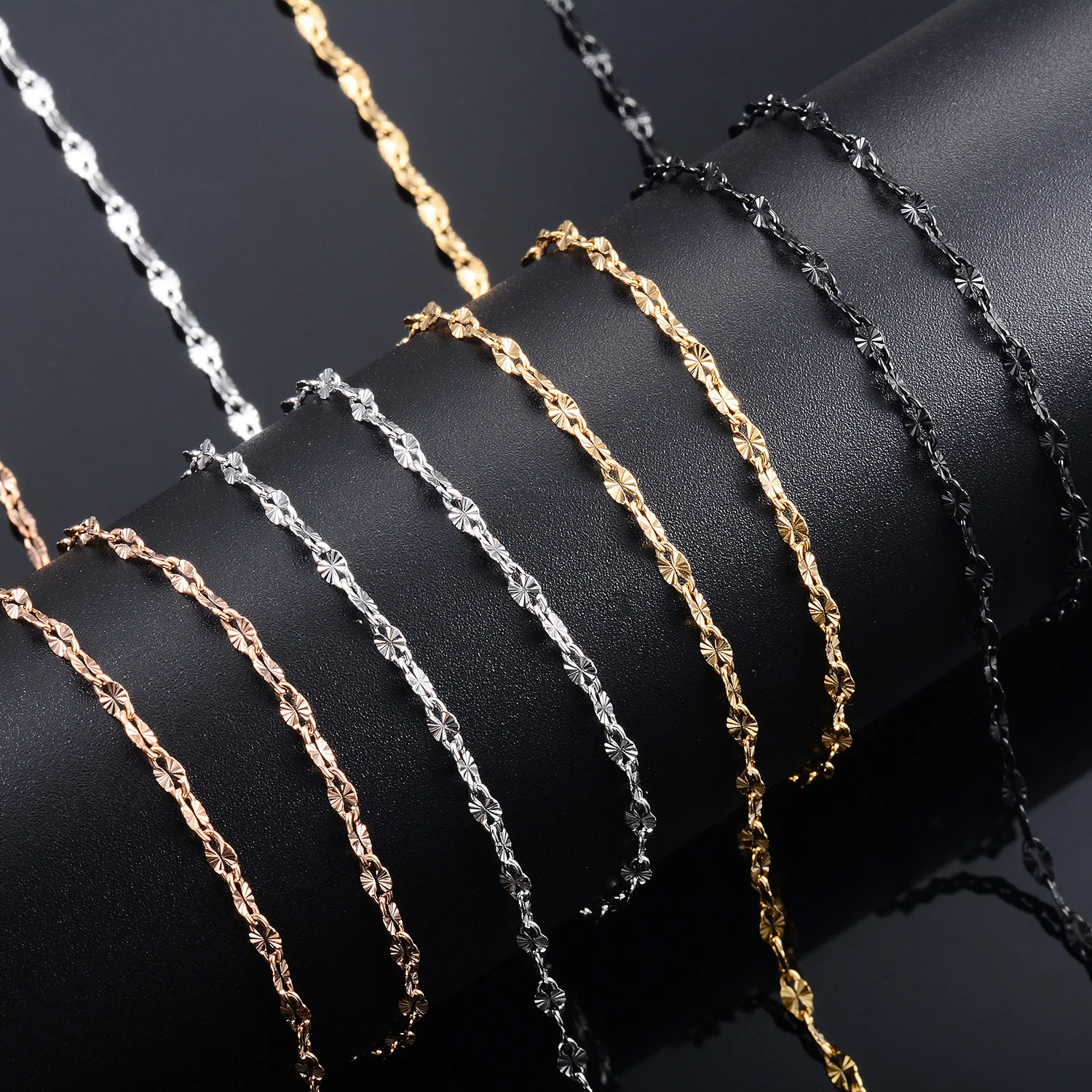 2,5 mm Dünne Edelstahl-Armbänder mit Lippenprägung, Wasserdichte Fußkettchen, Schmuckzubehör – Detail 2