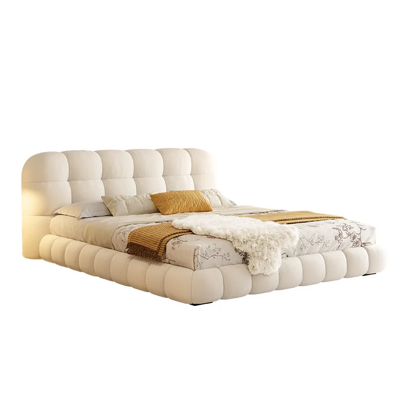 

Light luxury simple modern bedroom French technology cloth Internet celebrity marshmallow cat scratch cloth puff cloth art bed