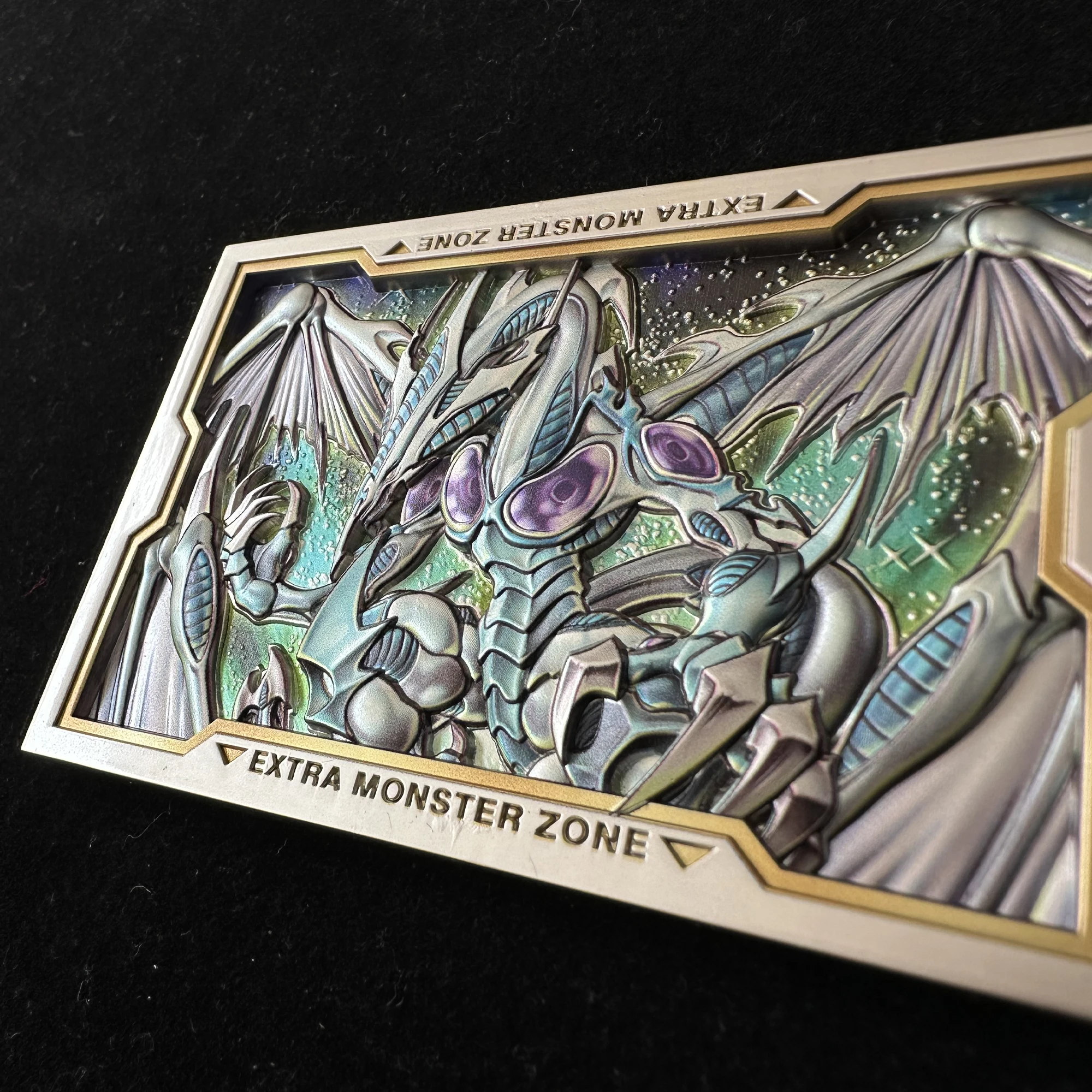 Yu-Gi-Oh! Stardust Dragon Black Rose Dragon 3D Relief Metal Card Classic Game Anime Collection Cards Diy Gift Toys