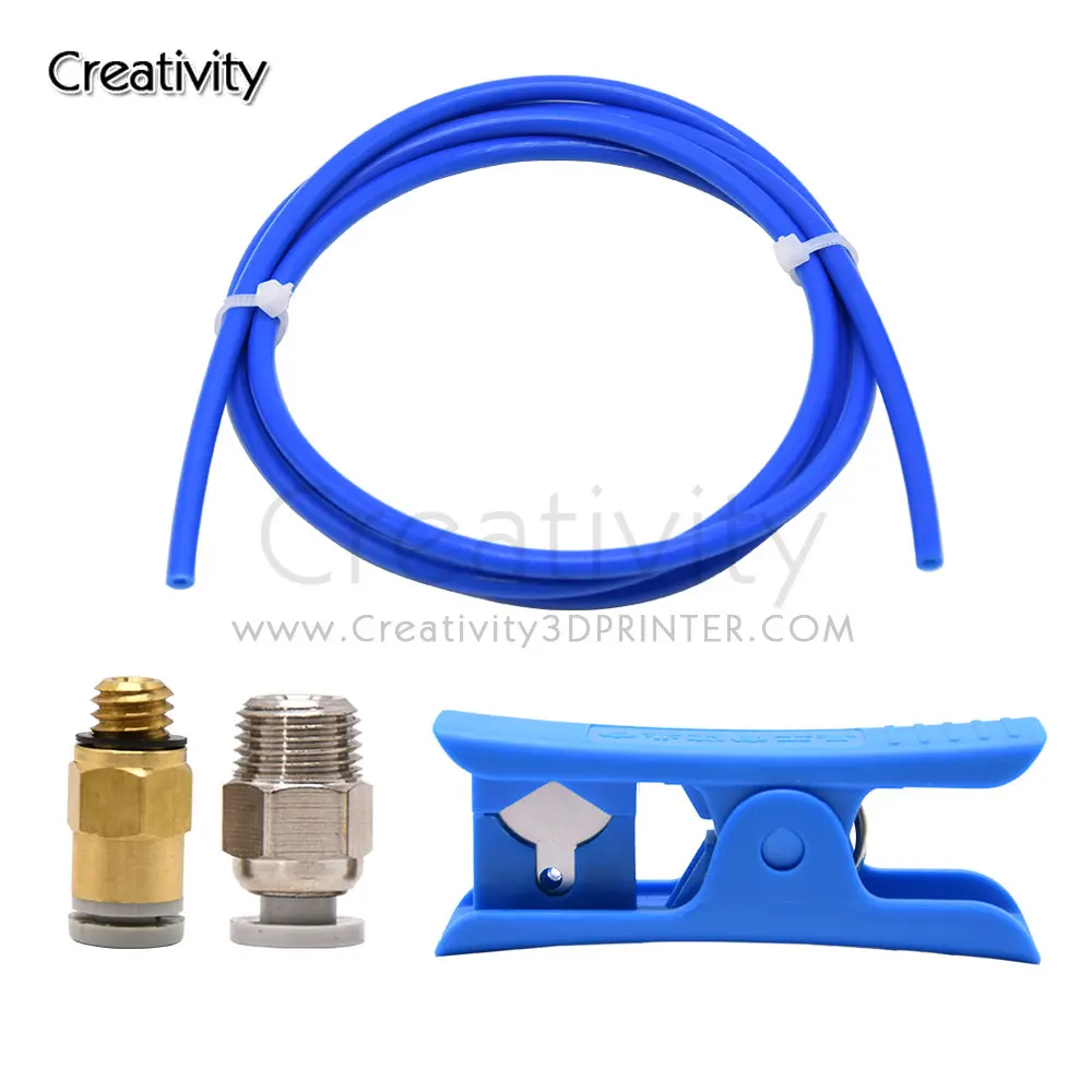 

Creativity 1.75mm PTFE Tube+Pneumatic Connectors PC4-01 & KJH04-M6+Cutter For Ender3/CR10 3D Printer