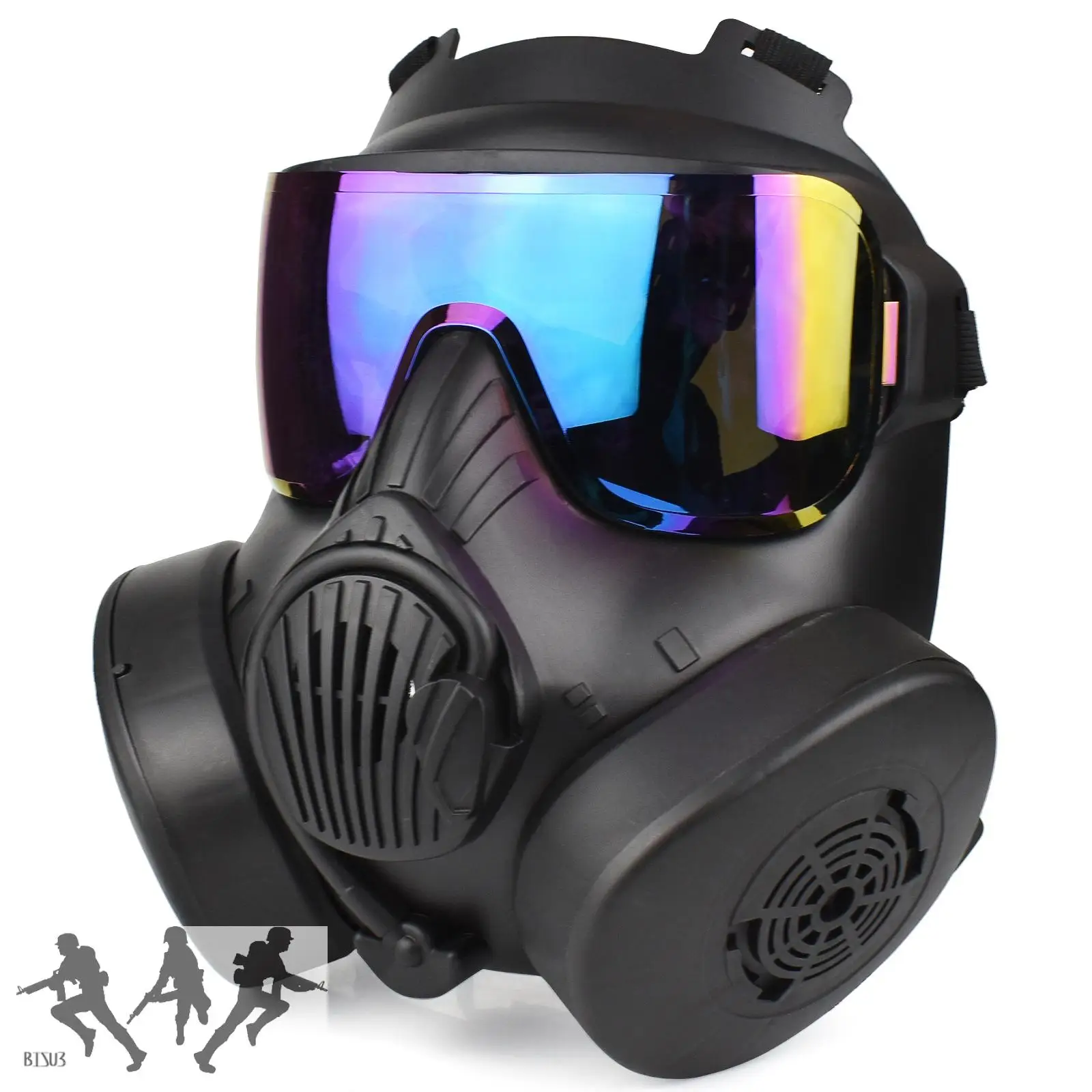 Caccia tattica Airsoft M50 Maschera antigas a doppio ventilatore Caccia CS Maschera protettiva tattica integrale colpaly