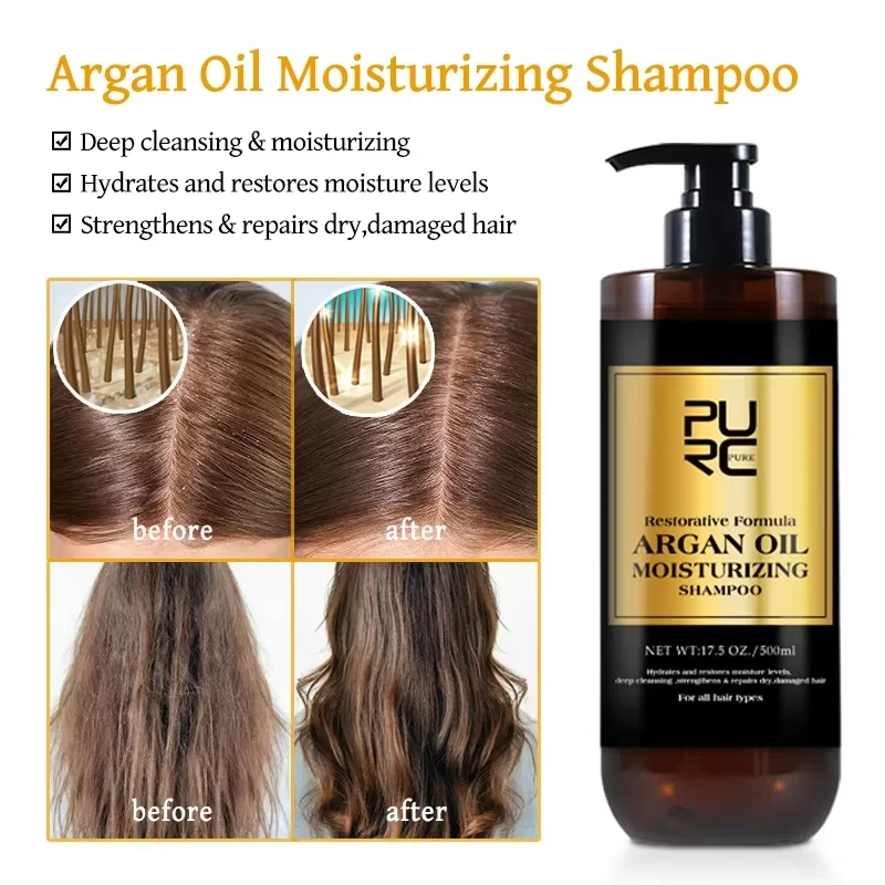 PURC Morocco Set Serum Smoothing Shampoo and Conditioner Repair Hair Mask Anti Dandruff Scalp Anti-Itch Hair Care Products Kit view 3