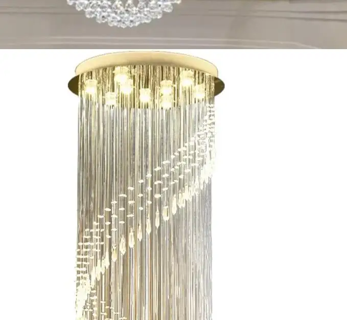 

6/8/13 Luxury Led Crystal Ceiling Lights Long Stairway Crystal Dome Ceiling Lamp Europe Hotel Foyer Living Room Hanging Light