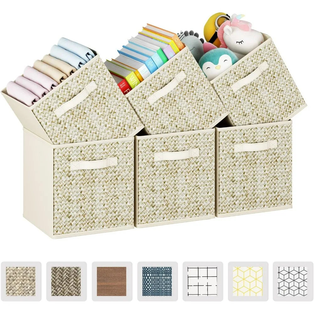 6 Pack Fabric Storage Cubes, Foldable 11 Inch Cube Storage Bins, Storage Baskets for Shelves, Storage Boxes for Organizing