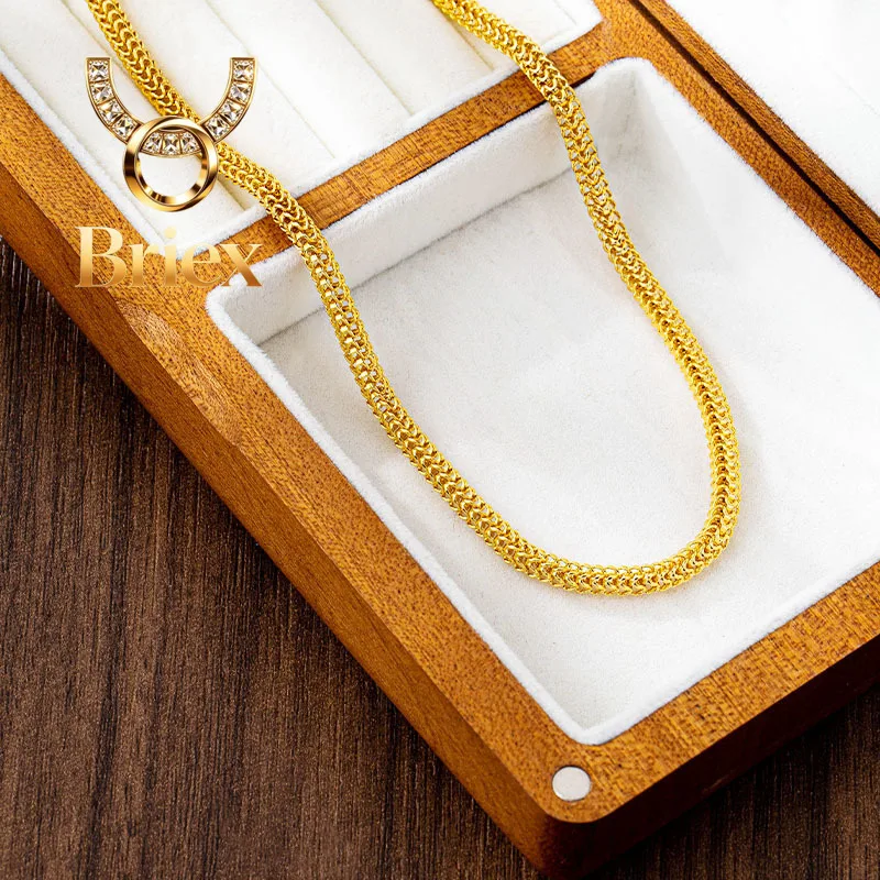 Briex Jewelry 24K Gold AU999 Hollow Plain Bracelet Anklet Necklace Set Women - Premium pure gold, fine hollow patterns, suitable