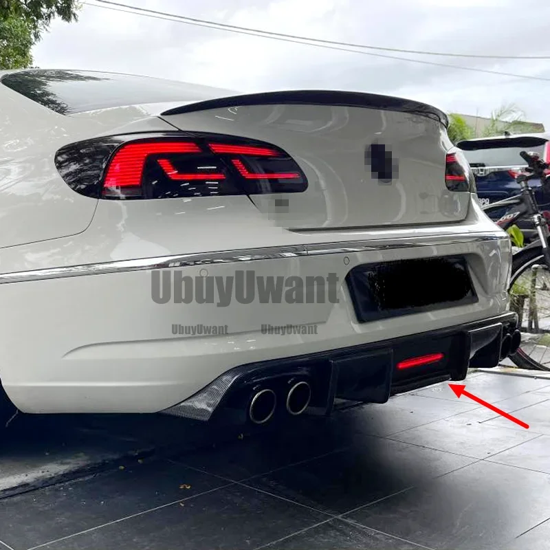 

Suitable for Volkswagen Passat CC spoiler 2009-2017 Shark style with LED light diffuser bumper guard carbon fiber rear lip
