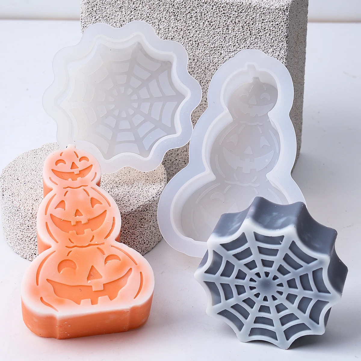 Pumpkin Halloween Silicone Mould DIY Handmade Spider Web Coffin Soap Scented Candle Chocolate Baking Mold Halloween Crafts Gift