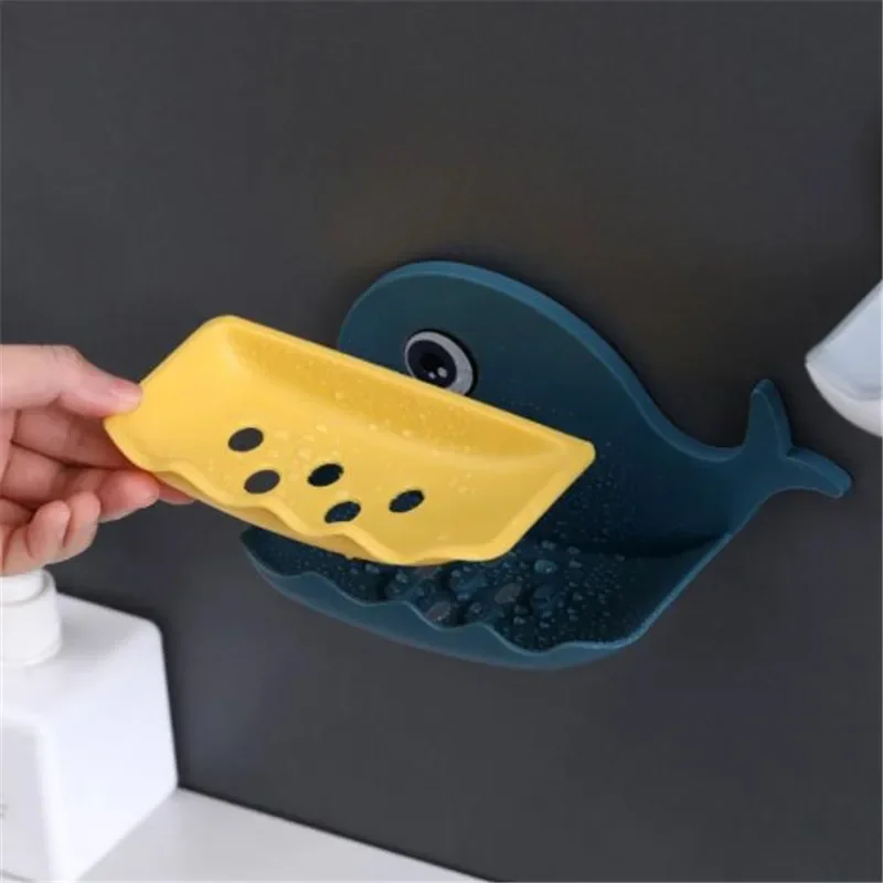 Soap Rack No Drilling Wall Mounted Drain Non Perforated Double Layer Holder Sponge Dish Accessories Magic Soap Dishes Bathroom