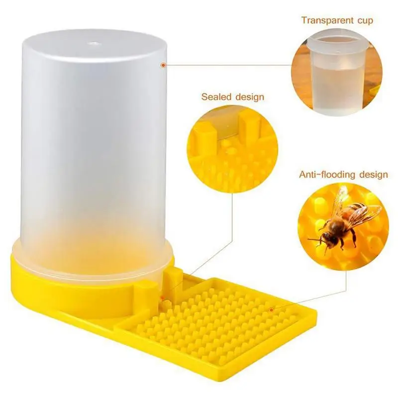 Beehive Bee Feeder Yellow Bee Beehive Drinking Bowl Reusable Yellow Bee Beehive Drinking Bowl Bee Beehive Entrance Feeder