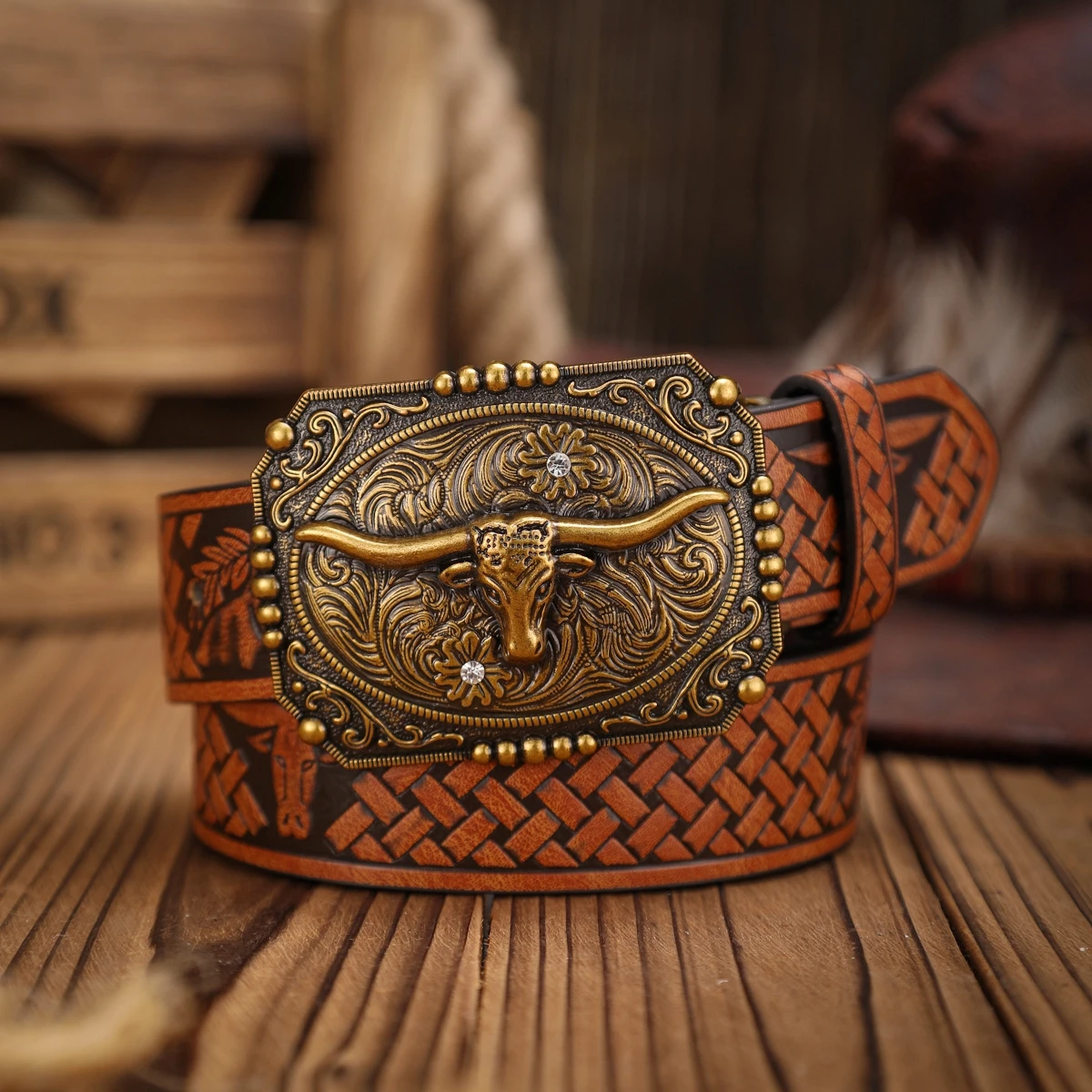 Ein Western-Style PU-Ledergürtel für Damen und Herren, ein Klassischer und Lässiger Retro-Gürtel – Detail 3