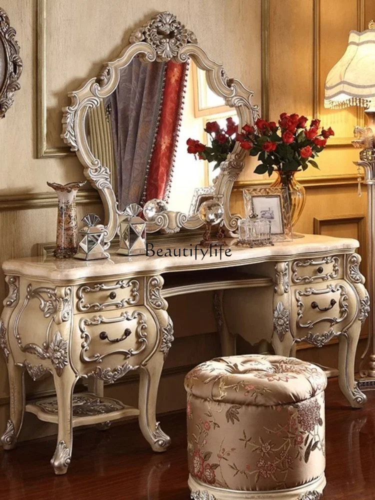 

French court dresser combination European carved high-end luxury solid wood dressing cabinet