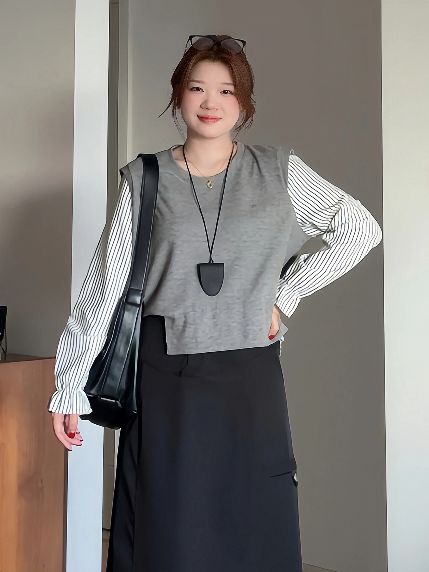 

Топ для полных женщин: повседневный, в полоску, с высокой талией, с эффектом утягивания, для весенней повседневной носки