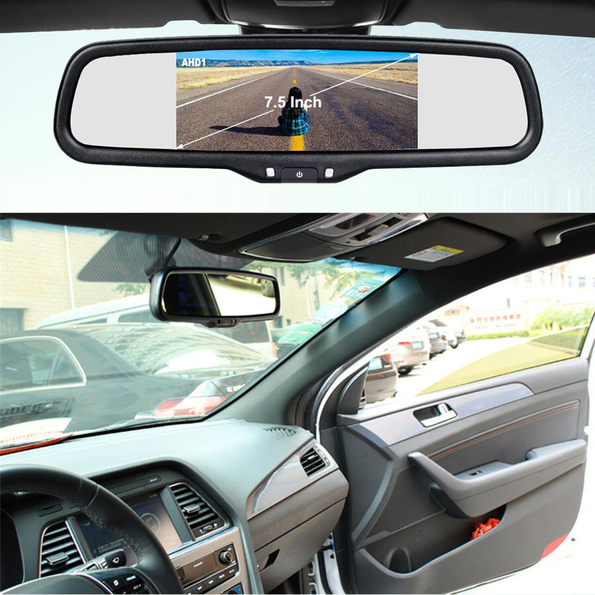 Londintech 7.5 Inch Car Rear View Mirror Monitor AHD Screen No1 Bracket Fuse Box AHD 1080P Rear View Backup Camera Reversing Kit