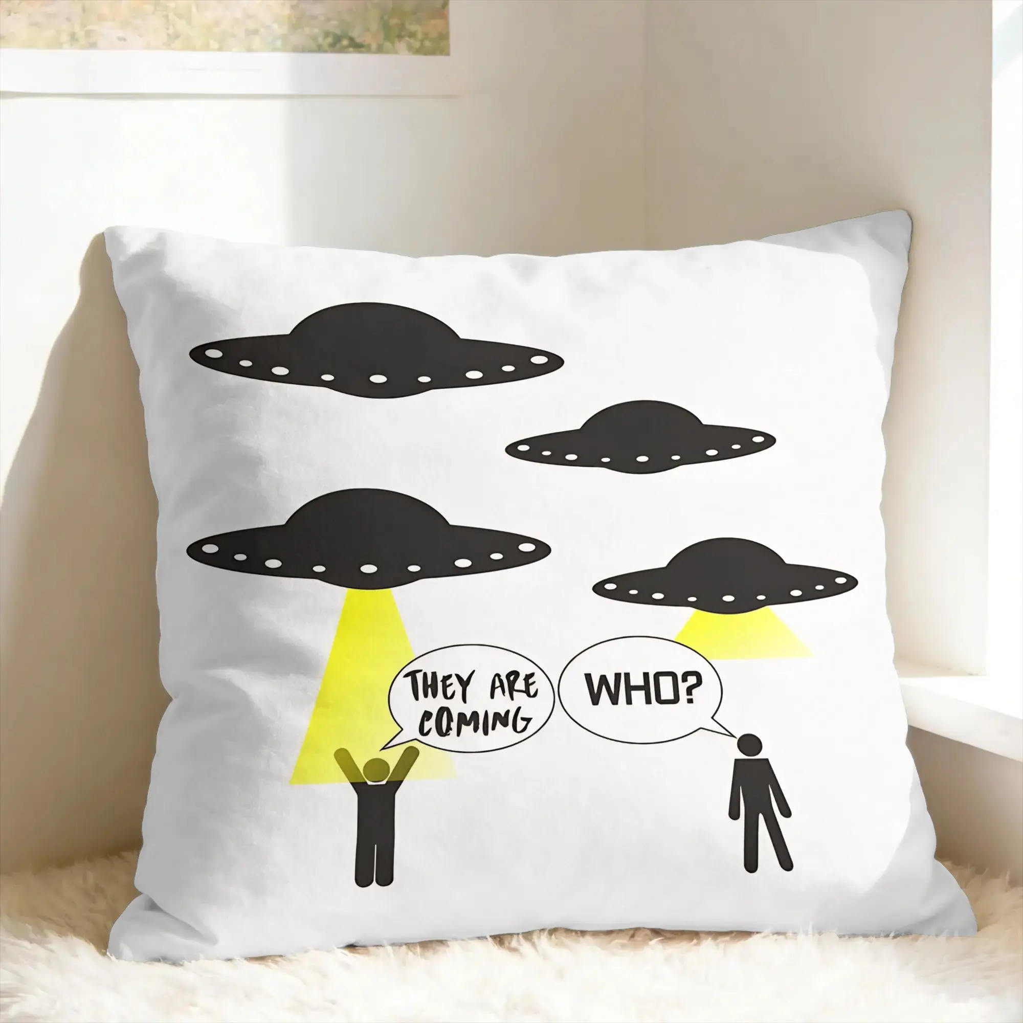 UFO We Come To Party Funny Alien Pillow Cover  Comfy Cushion Cover Novelty Pillow Case For Office Car Home Decor