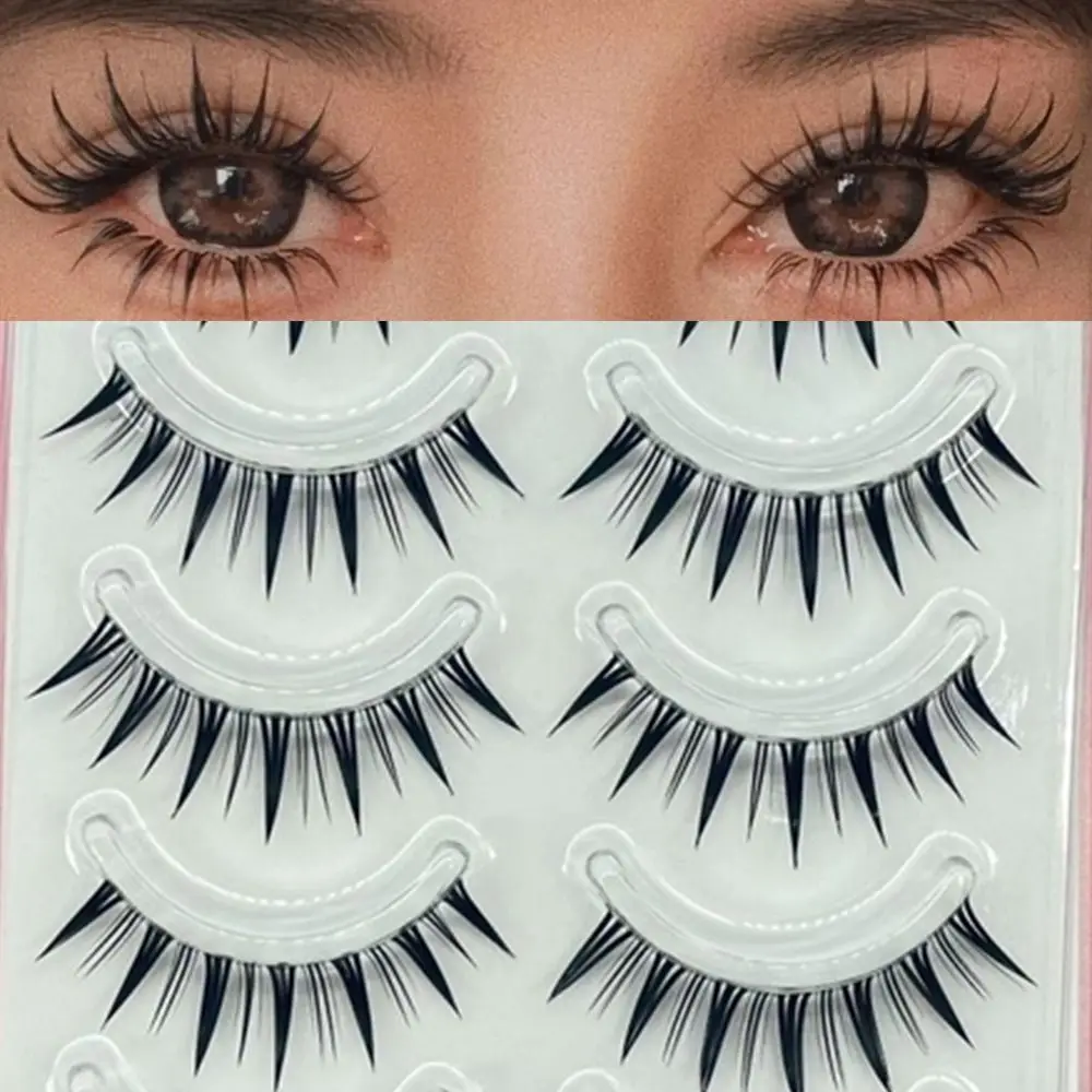 

Faux Mink False Eyelashes 5 Pairs Pack Dramatic Japanese Cosplay Wet Spiky Lashes Thick Fake Eyelashes Extensions for Women