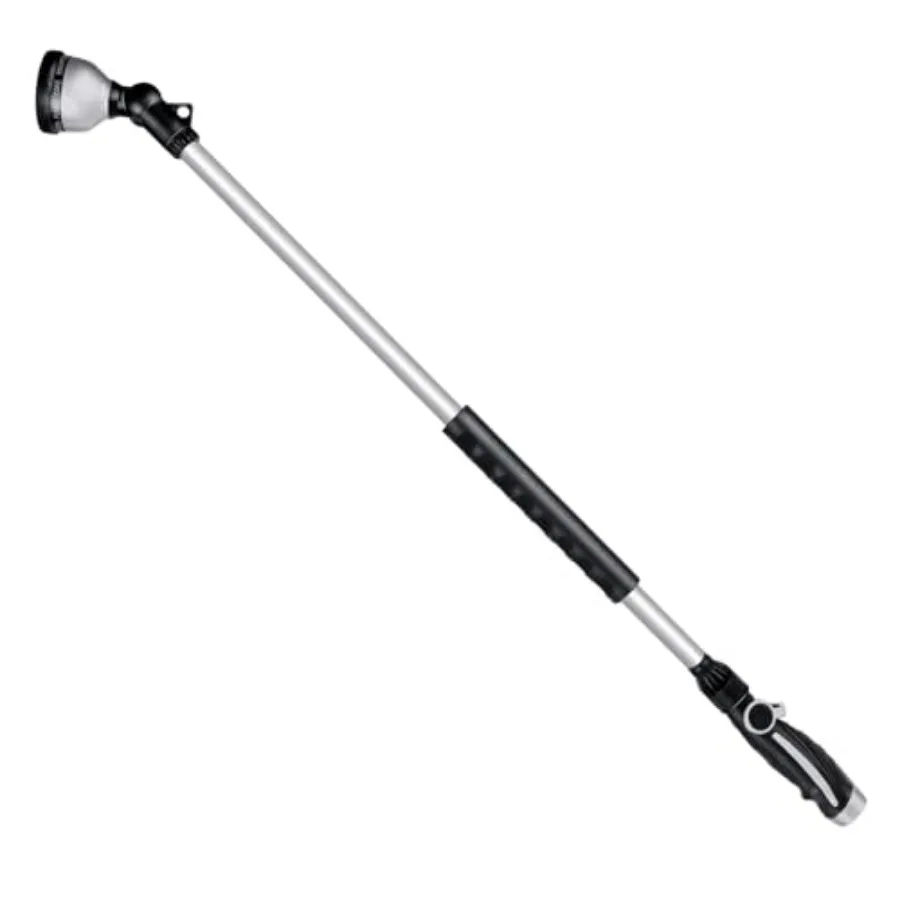 

36" Long Watering Wand Metal Garden Hose Wand with 180° Swivel Head and 10 Spray Patterns Heavy Duty Hose Nozzle Sprayer with T