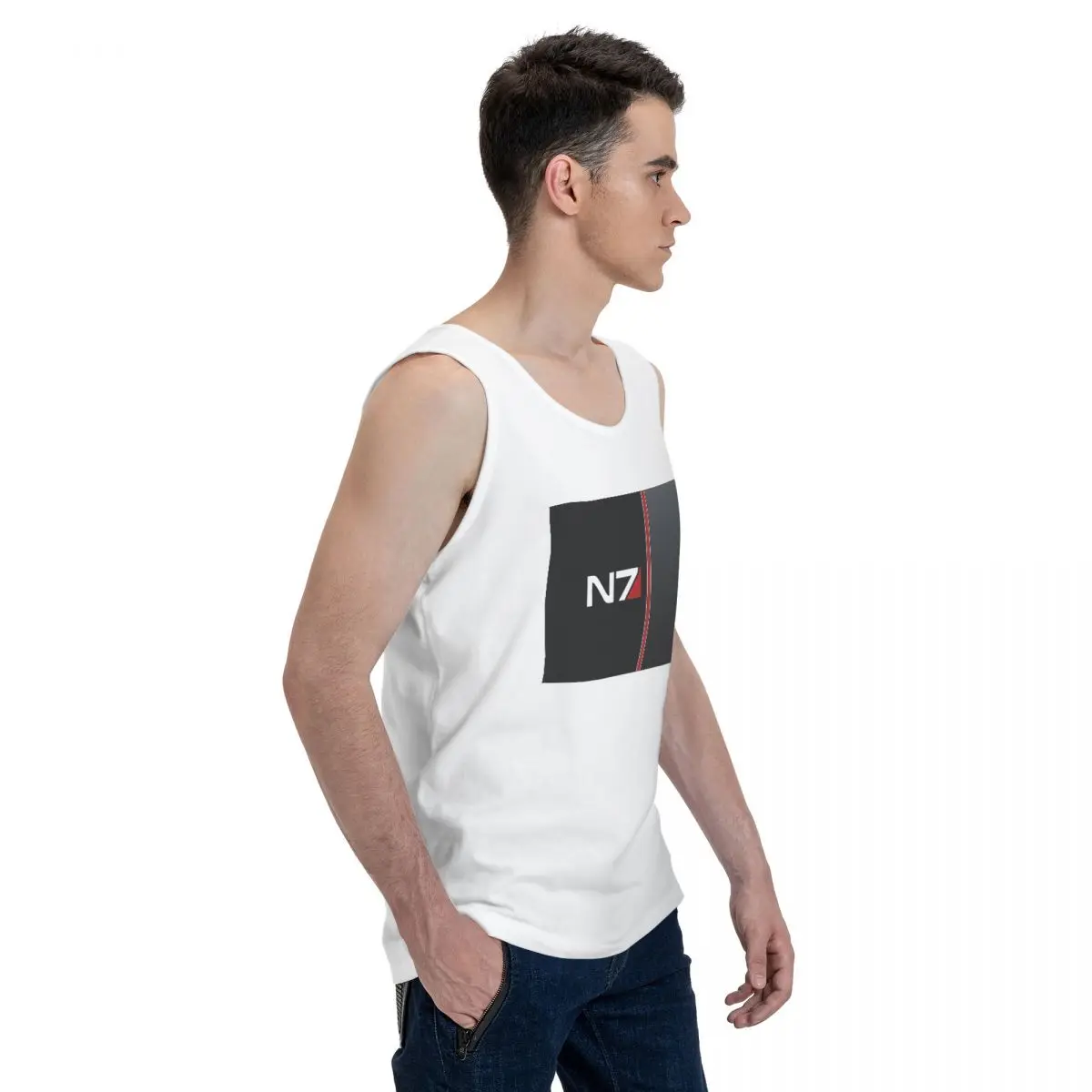N7 Mass Effect Emblem! 100% Cotton Men's Sweatshirt Vest Sleeveless Clothing Tees Men Tank Tops T-shirt