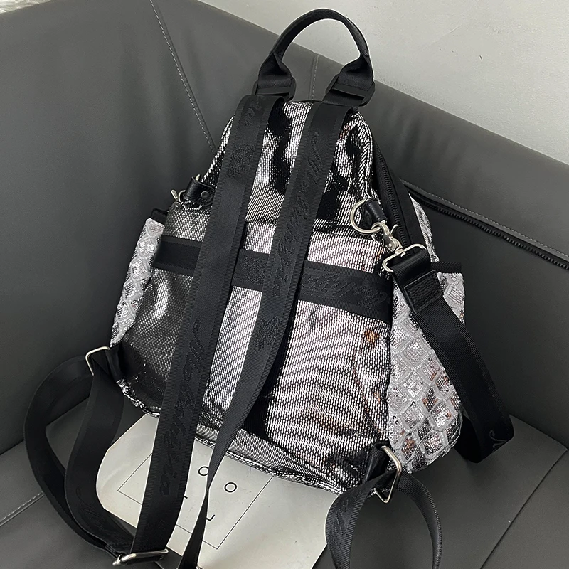 New Women Backpack Large Capacity Shoulder Bag Pack with Glitter Decor Fashion Shiny Mochilas Para Niñas Sac a Dos
