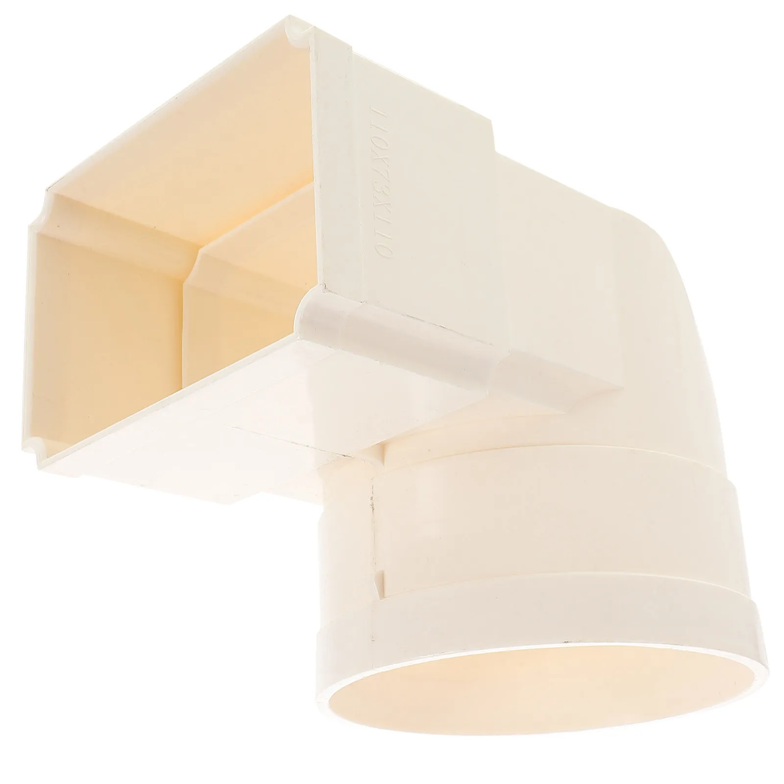 

White Square Rain Gutter Downspout PVC Material Square-to-Round Elbow Connector Fast Installation Home Exterior Drainage System