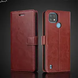 Card Holder Pu Leather Cover Case for OPPO Realme C21 /Realme C21Y Flip Cover Retro Wallet Bag Fitted Case Business Fundas Coque