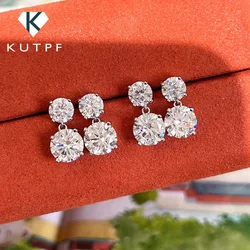 5.6cttw D Color Round Brilliant Cut Moissanite Diamond Drop Earrings with Certificate 925 Sterling Silver Stud Earring for Women