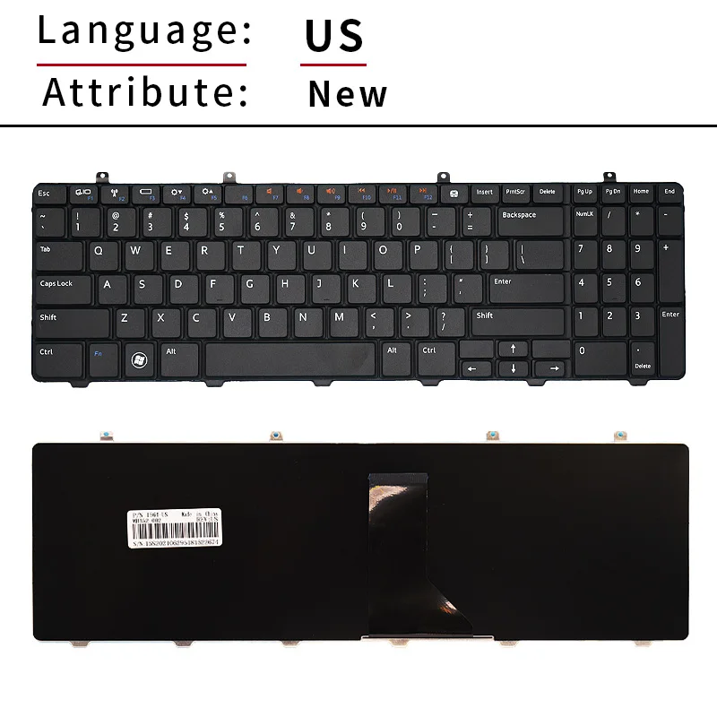 Novo eua/inglês notebook teclado do portátil substituição para dell inspiron p08f 1564d 1564i 1564