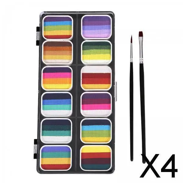 Kit per pittura per il viso a base d'acqua Set per trucco artistico lavabile in 12 colori con pennelli per feste di Halloween e spettacoli teatrali per bambini
