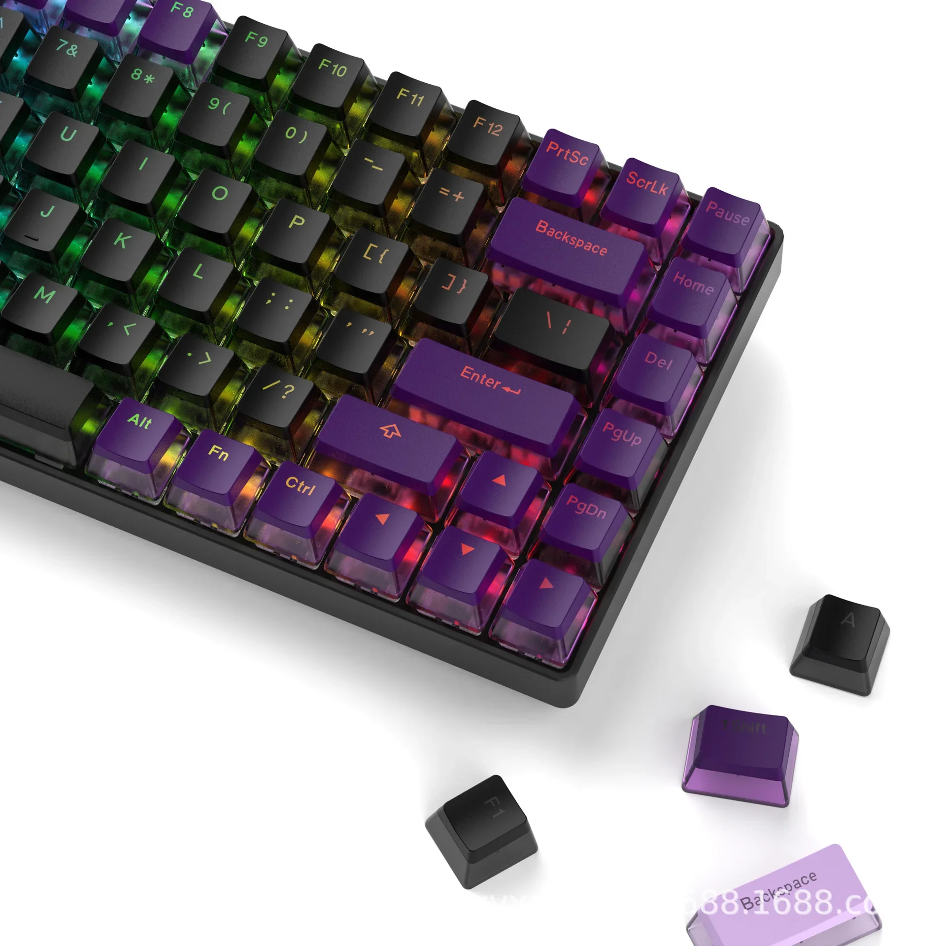 

Black purple keycap pbt material plastic keycap personalized keyboard cap DIY keyboard cap resin